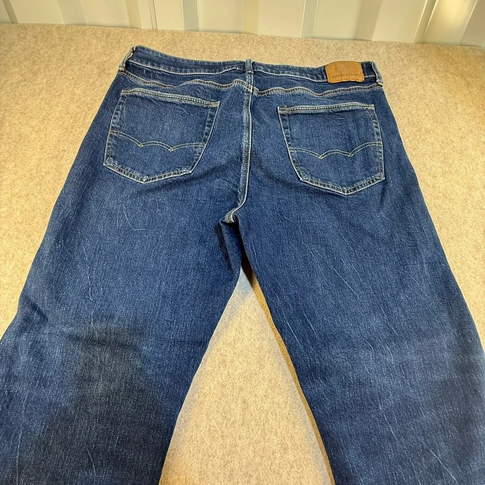 American‎ Eagle AirFlex+ Straight Leg Jeans Mens 36x32 Dark Wash Blue Denim